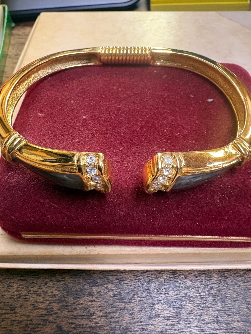 Kenneth Jay Lane Gold Ribbed Open Cuff Bracelet